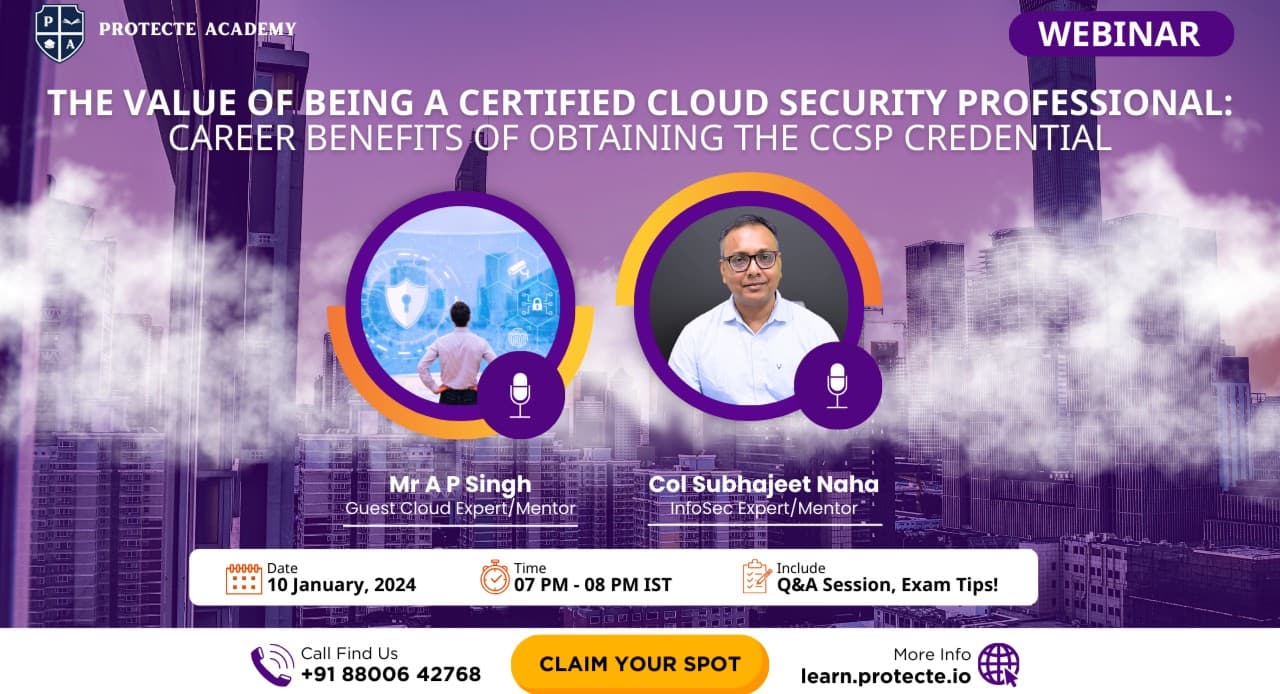 WEBNARS ⛅🛡️The Value of Being a Certified Cloud Security Professional: Career Benefits of Obtaining the CCSP Credential.